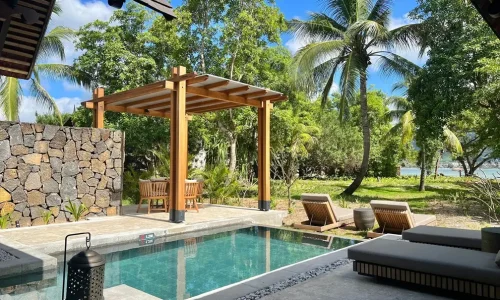 beachfront private villa with heated pool