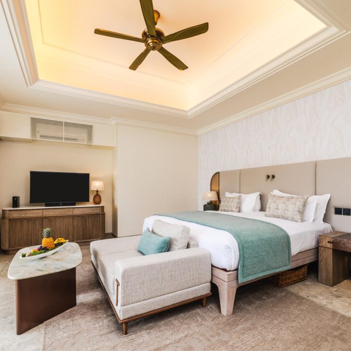 beachfront villa bedroom with sea view